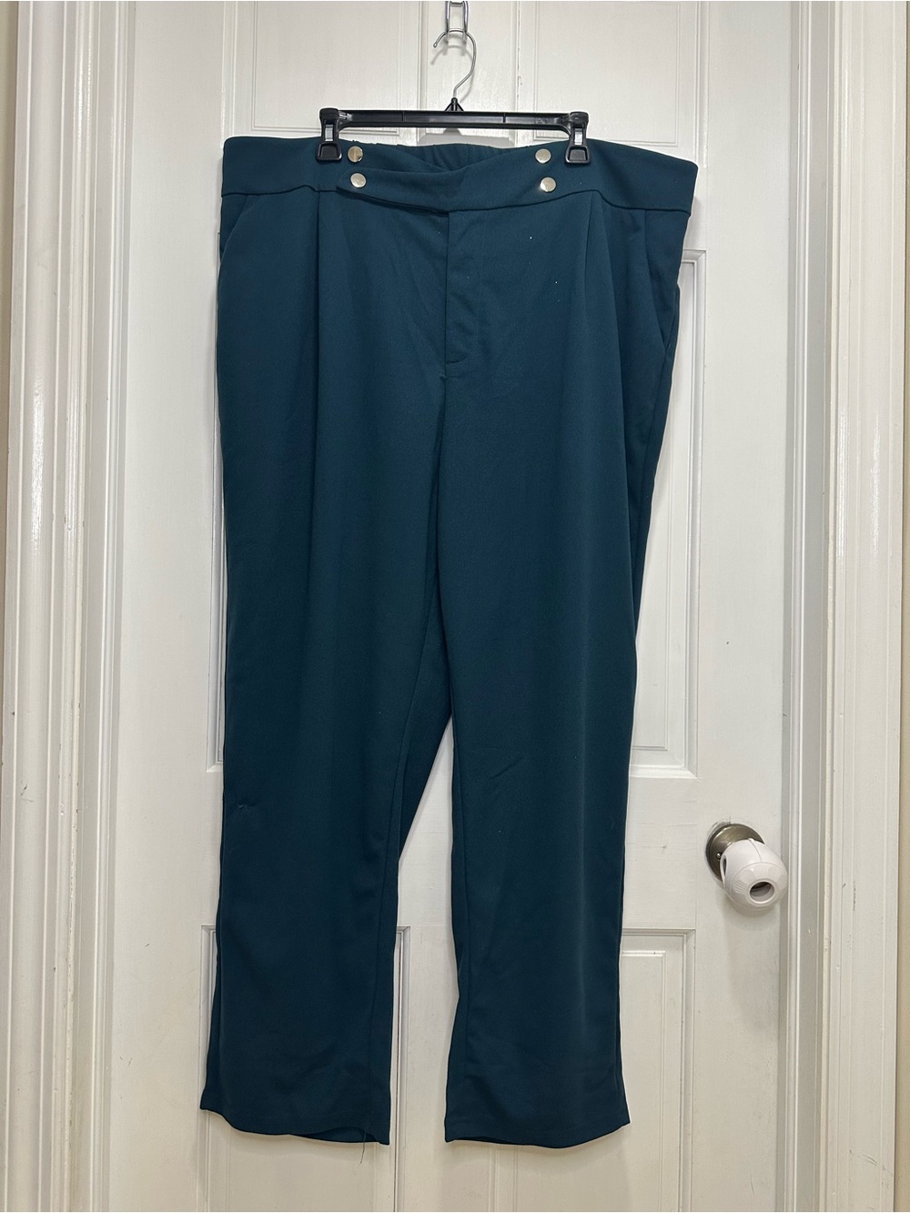 Emery Rose Button Detail Trousers Pants Teal Green/Blue Plus Size 4XL Sailor